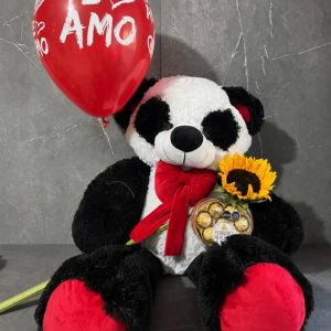 peluche oso panda girasol regalo detalle chocolates amor